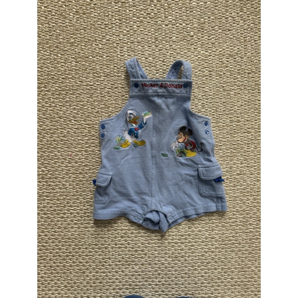 Walt Disney World Vintage Infant Overalls. Mickey And Donald 6-9 M Y2K Romper‎